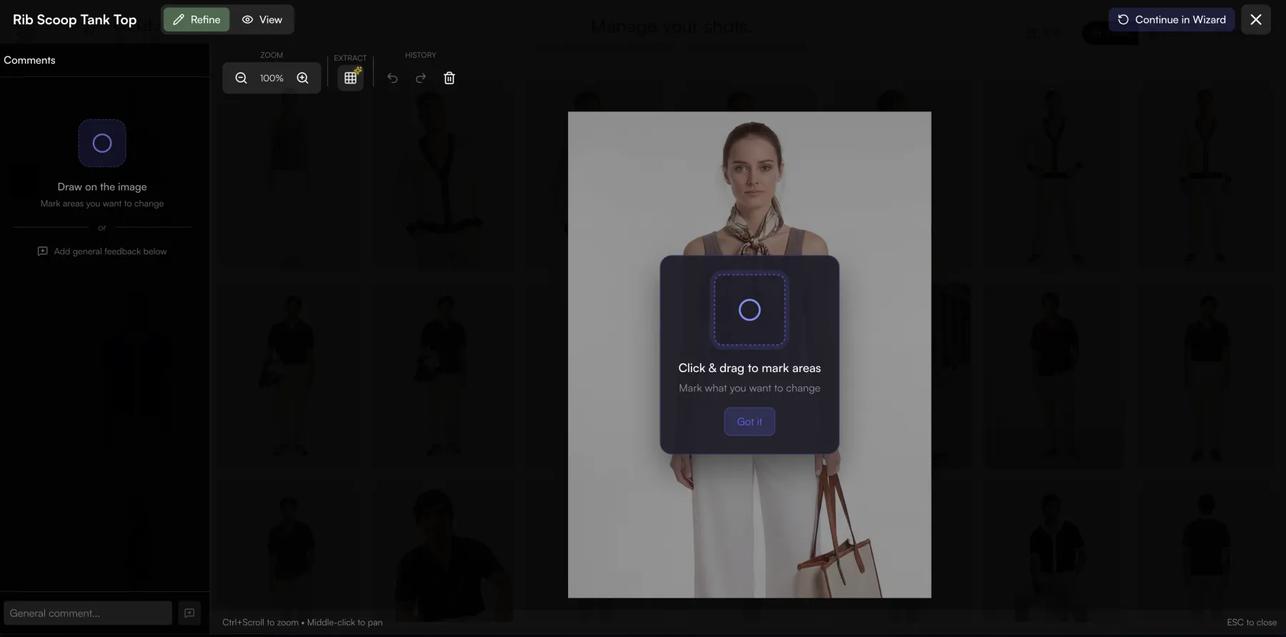 Post-production & Inpainting — inpainting UI