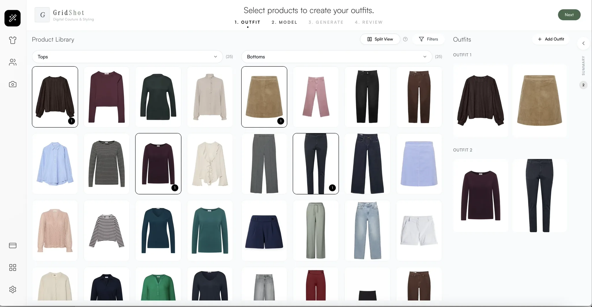 AI-powered outfit creation with drag-and-drop garment matching